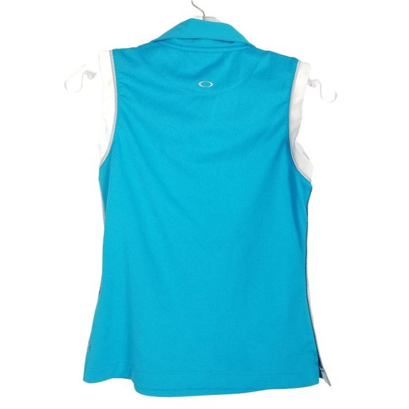 OAKLEY Sleeveless Activewear Top Collared 1/4 Snap Electric Blue Women's size XS - Picture 3 of 4